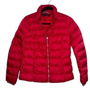 Tommy Hilfiger Red Quilted Puffer Jacket Womens S Lightweight Full Zip